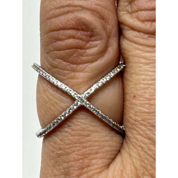 Marked JCM Silver over Brass Ring with CZ Stones - Picture 6 of 11